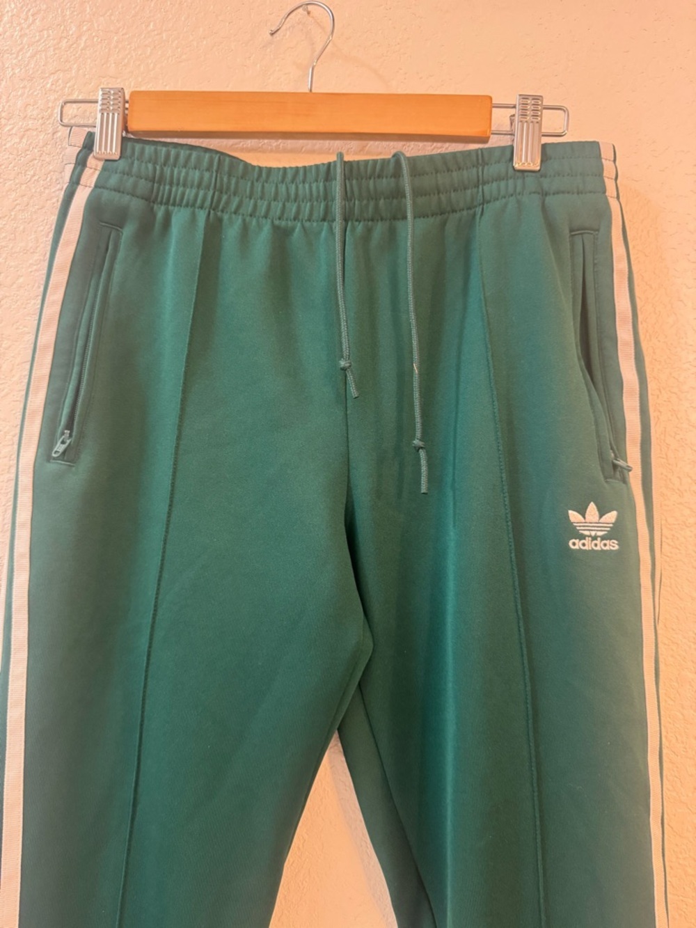 adidas Superstar Original Green Track Pants with White Side Stripes - Picture 7 of 13